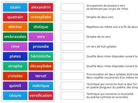 Versification par jeu d'appariement