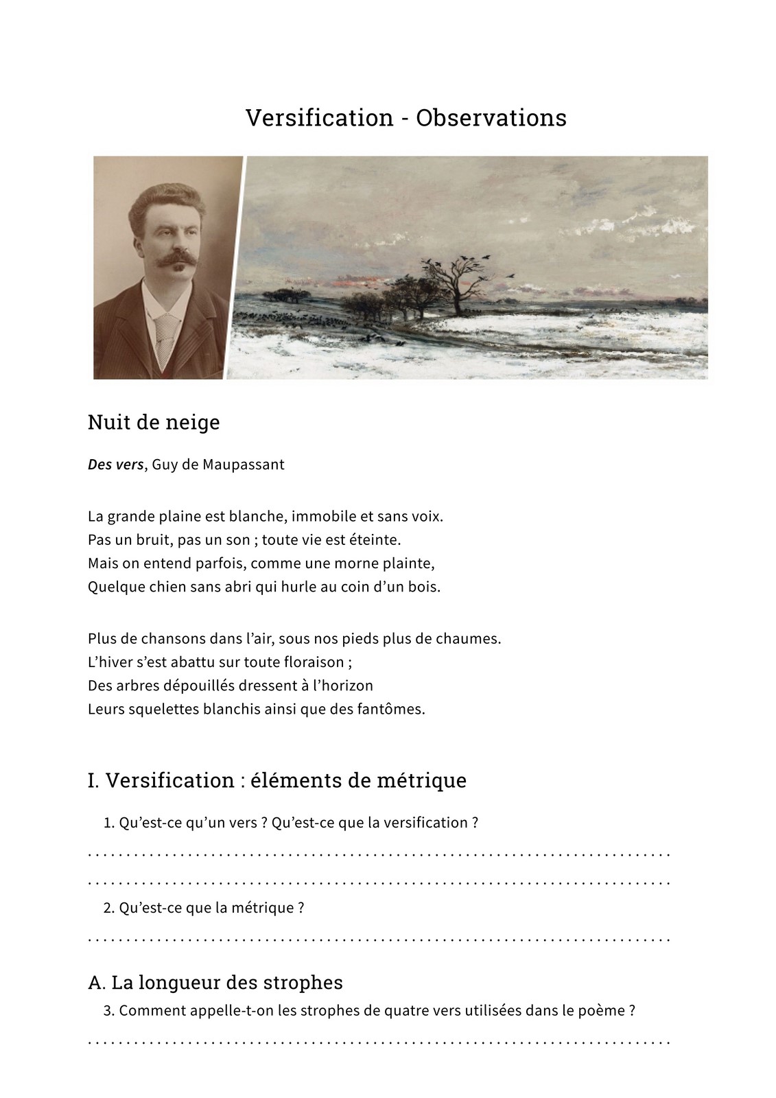 Maupassant Nuit de neige